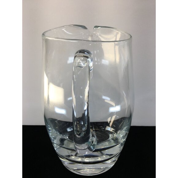 Vintage Clear Glass Water Juice Beverage Pitcher with Handle - Picture 2 of 7